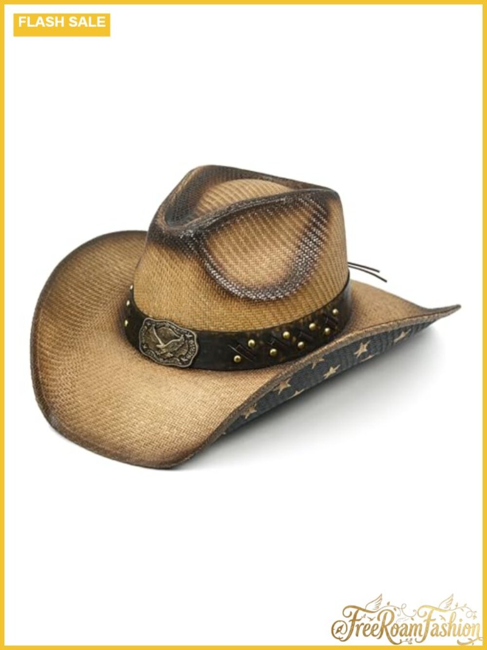Straw Cowboy Hat Wide Brim Western Sun Hat Rodeo Concert